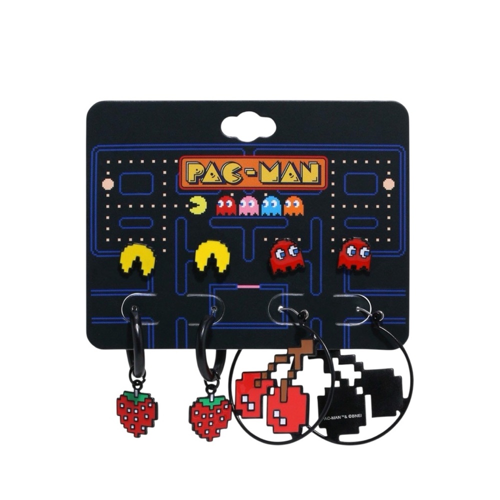 NEW Atari Pac-Man Characters & Fruit Earrings Set